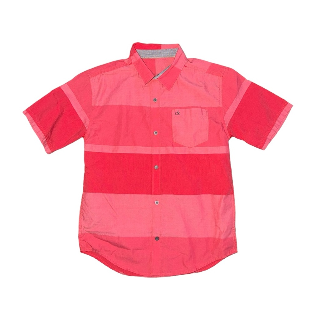 Calvin Klein Stripe Short Sleeve Shirt - Orange